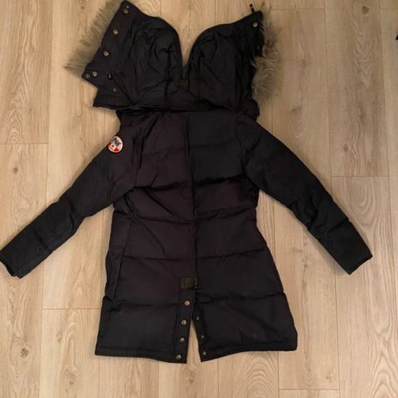 Women's Pajar Navy Blue Parka (w grey real fur trim)- XS - Picture 4 of 9